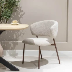 Eetkamerstoel Feya Beige/Walnoot - Giga Meubel