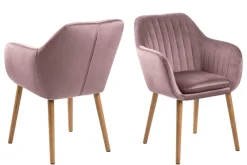 Eetkamerstoel Fiska Met Armleuning Dusty Rose/naturel - Giga Living