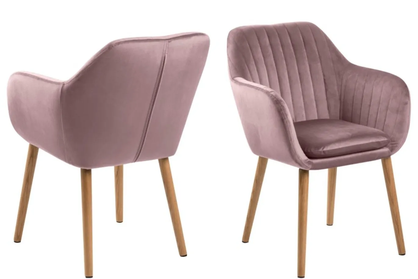 Eetkamerstoel Fiska Met Armleuning Dusty Rose/naturel - Giga Living