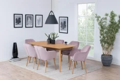 Eetkamerstoel Fiska Met Armleuning Dusty Rose/naturel - Giga Living