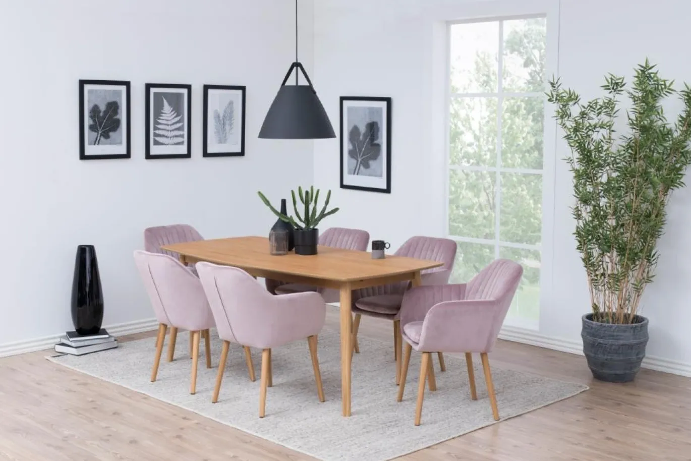 Eetkamerstoel Fiska Met Armleuning Dusty Rose/naturel - Giga Living