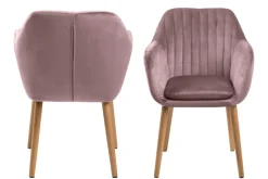 Eetkamerstoel Fiska Met Armleuning Dusty Rose/naturel - Giga Living