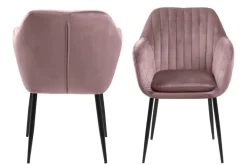 Eetkamerstoel Fiska Met Armleuning Dusty Rose/zwart - Giga Living