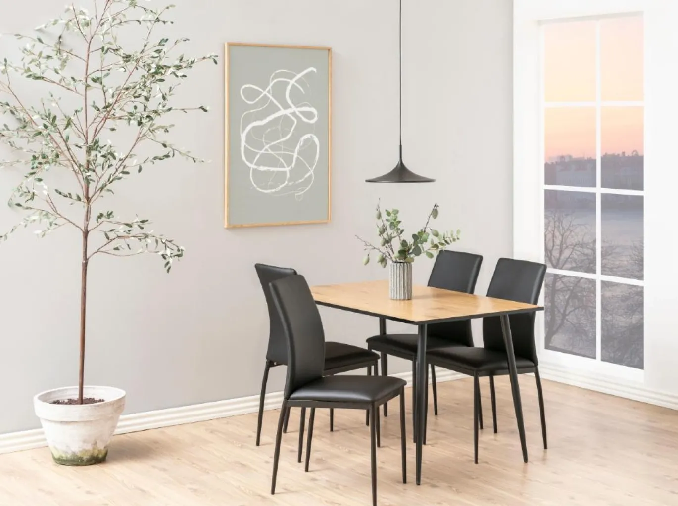 Eetkamerstoel Grondal Zwart Pu - Giga Living