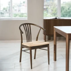 Eetkamerstoel Irenka Met Armleuning Paper Plaits Wit/Zwart - Giga Living