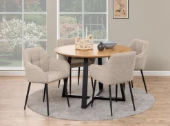 Eetkamerstoel Kelvin Met Armleuning Beige - Giga Living