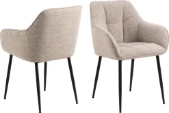 Eetkamerstoel Kelvin Met Armleuning Beige - Giga Living