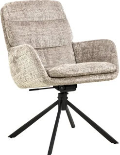Eetkamerstoel Kieran Met Armleuning Juto Beige Set van 2 - Giga Living