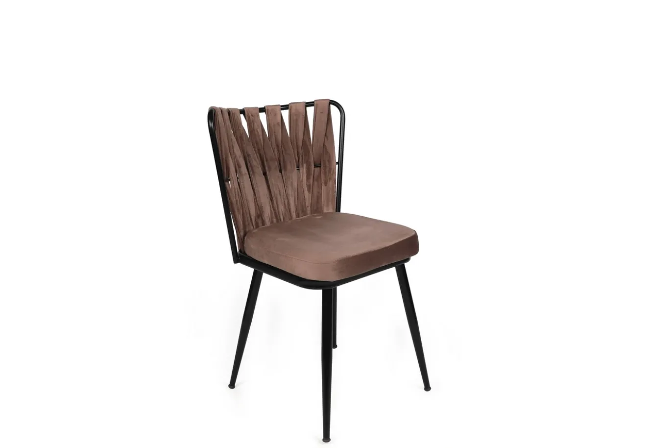 Eetkamerstoel Kusakli Velvet Lichtbruin/Zwart Set van 4