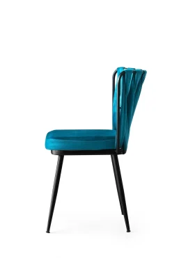 Eetkamerstoel Kusakli Velvet Blauw Set van 2