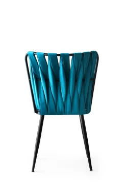 Eetkamerstoel Kusakli Velvet Blauw Set van 2