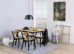 Eetkamerstoel Levi Eiken Fineer Naturel/Zwart - Giga Living