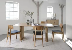 Eetkamerstoel Livo Zwart Pu Naturel Eiken - Giga Living