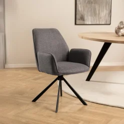 Eetkamerstoel Lugo Met Armleuning Grijs-bruin Basel - Giga Living