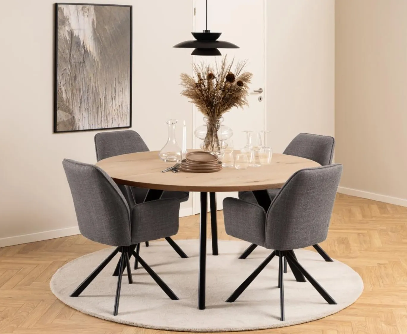Eetkamerstoel Lugo Met Armleuning Grijs-bruin Basel - Giga Living