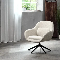 Eetkamerstoel Lynn Lounge Off White Melange Swivel - Giga Living