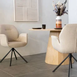 Eetkamerstoel met Armleuning Marouan Beige - Giga Living
