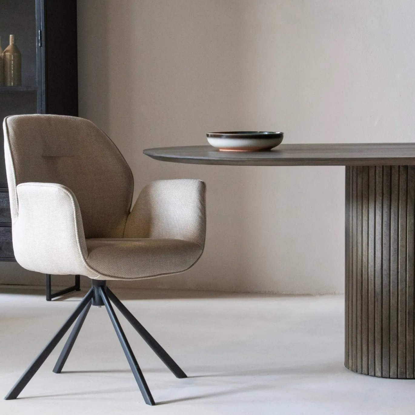 Eetkamerstoel met Armleuning Marouan Beige - Giga Living