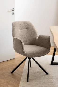 Eetkamerstoel met Armleuning Marouan Bouclé Beige - Giga Living