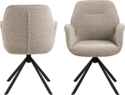 Eetkamerstoel met Armleuning Marouan Bouclé Beige - Giga Living