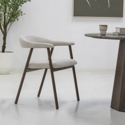 Eetkamerstoel Mila Beige/Walnoot - Giga Meubel