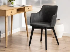 Eetkamerstoel Mollen Met Armleuning Antraciet Preston - Giga Living