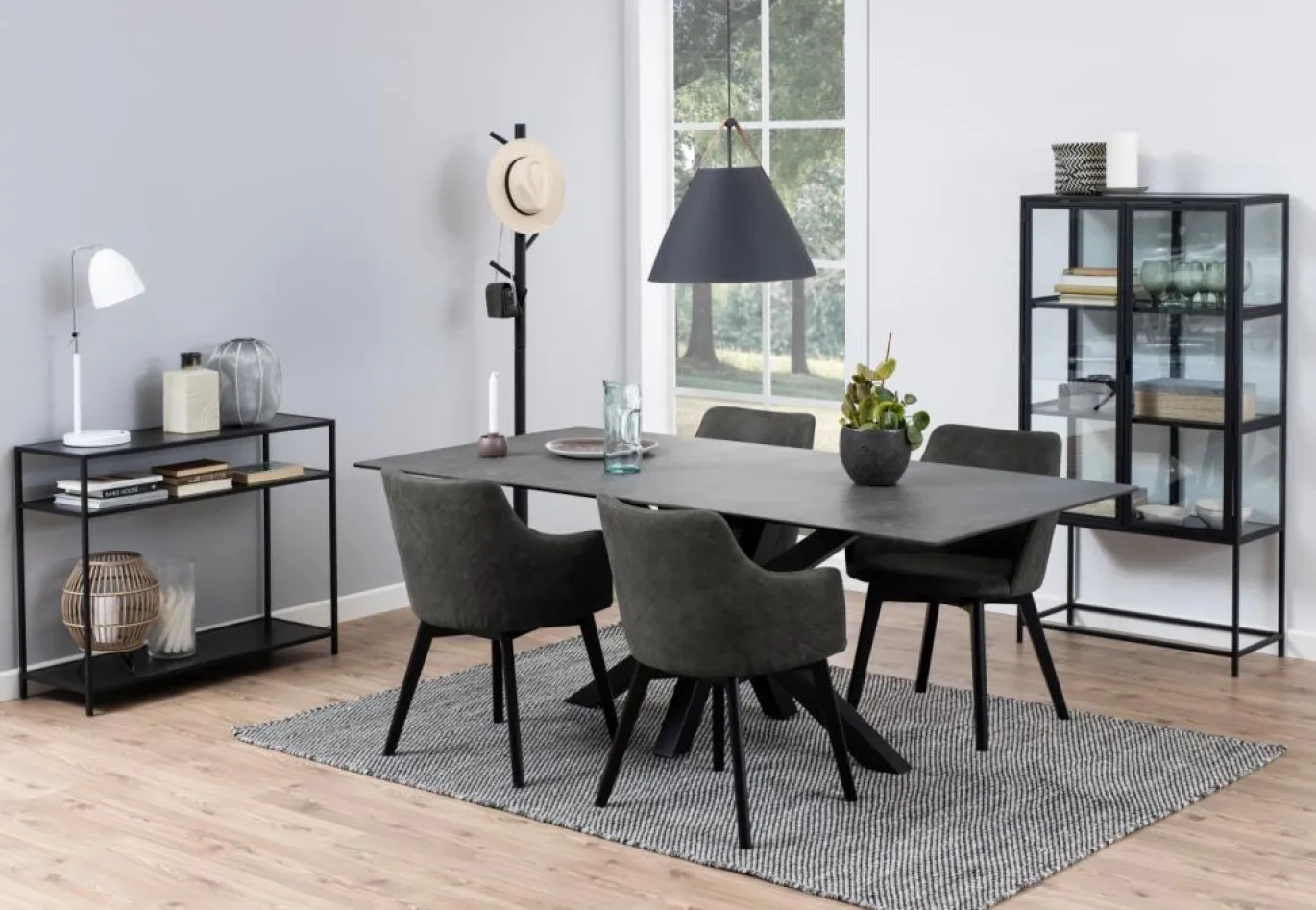 Eetkamerstoel Mollen Met Armleuning Antraciet Preston - Giga Living