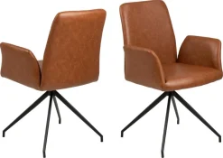 Eetkamerstoel Naga Met Armleuning leather look Bruin - Giga Living