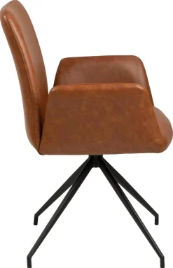 Eetkamerstoel Naga Met Armleuning leather look Bruin - Giga Living