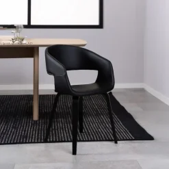 Eetkamerstoel Sanda Met Armleuning Zwart Pu - Giga Living