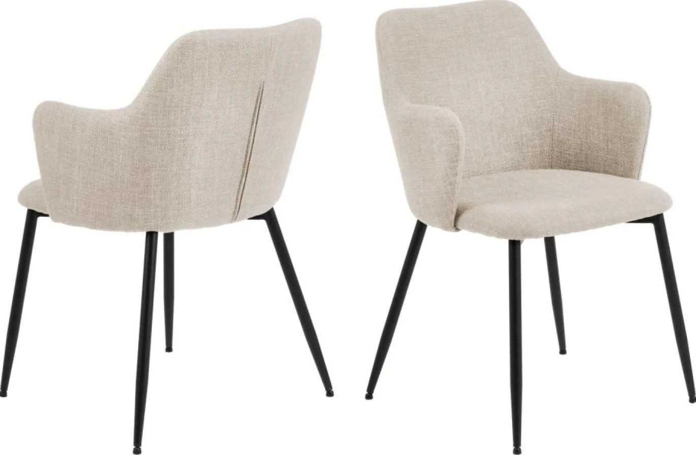 Eetkamerstoel Sebastien Basel Met Armleuning Beige - Giga Living