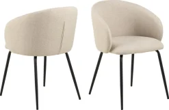 Eetkamerstoel Skive Met Armleuning Beige/Zwart Basel - Giga Living
