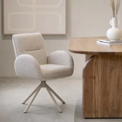 Eetkamerstoel Tina Beige Draaibaar - Giga Meubel