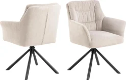 Eetkamerstoel Traska Met Armleuning Beige Caso - Giga Living