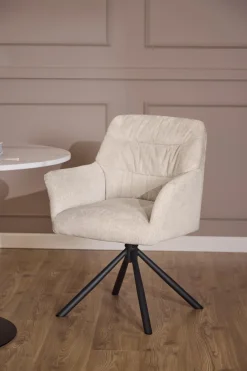 Eetkamerstoel Traska Met Armleuning Beige Caso - Giga Living