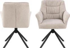 Eetkamerstoel Traska Met Armleuning Beige Caso - Giga Living