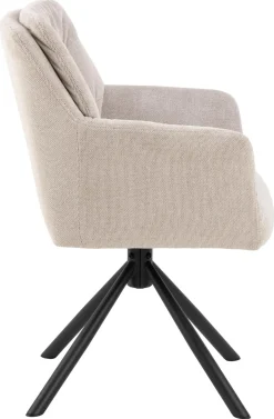 Eetkamerstoel Traska Met Armleuning Beige Caso - Giga Living