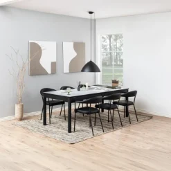 Eetkamerstoel Vansta Met Armleuning Zwart Pu - Giga Living