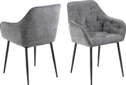 Eetkamerstoel Zion Met Armleuning Antraciet Skyland - Giga Living