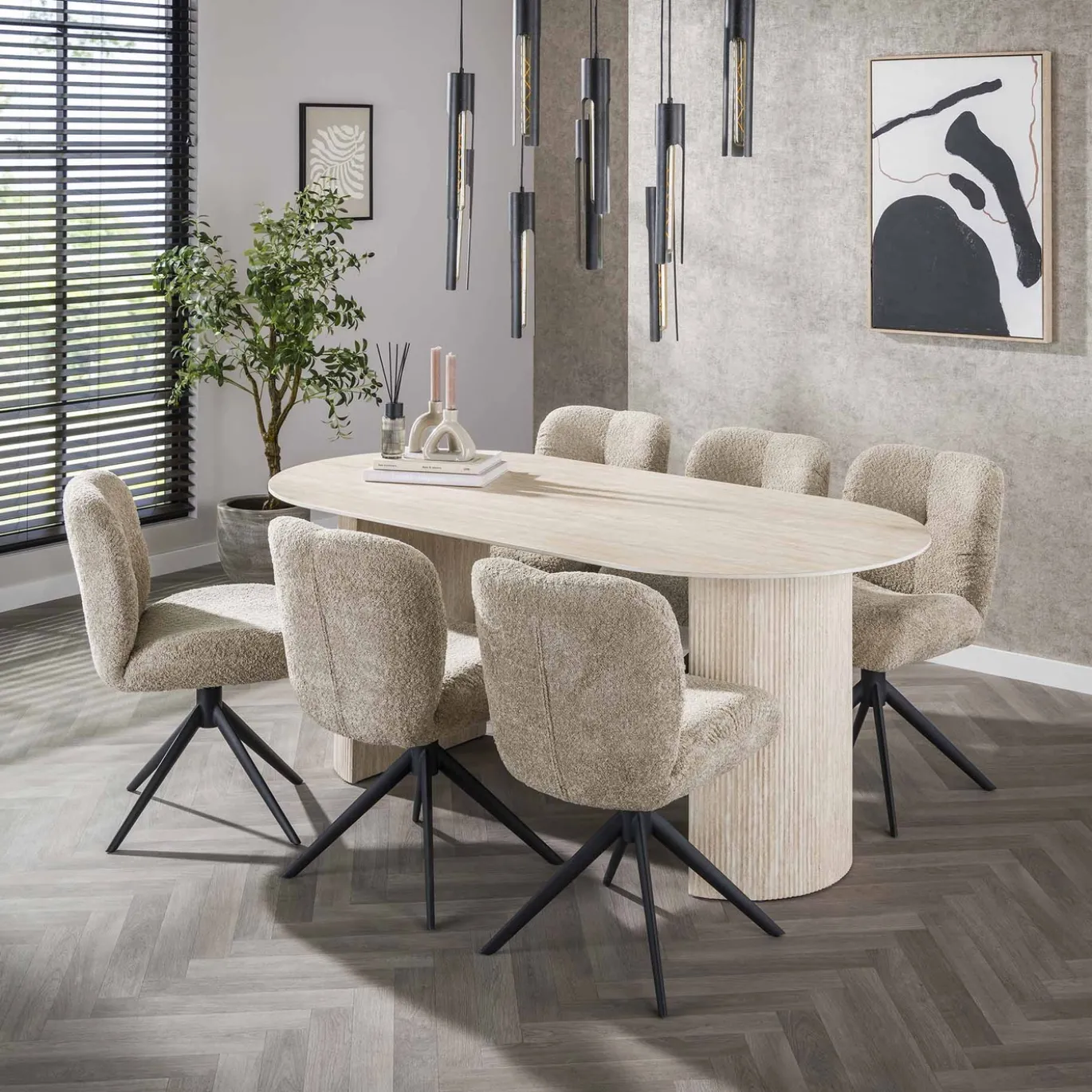 Eetkamertafel Arch Travertin 180cm - Giga Meubel