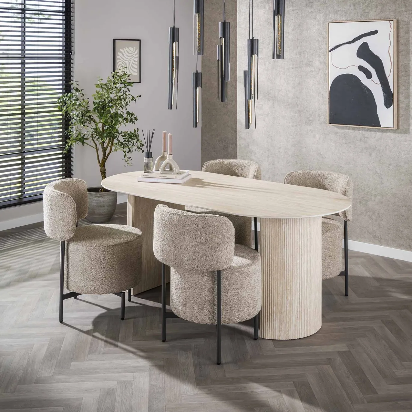 Eetkamertafel Arch Travertin 180cm - Giga Meubel