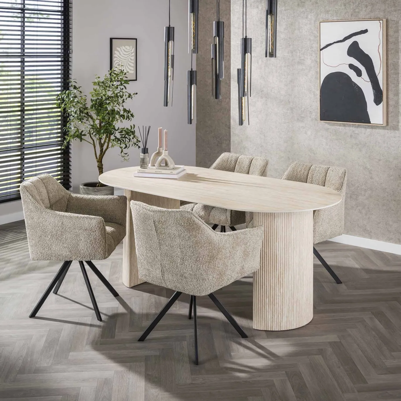 Eetkamertafel Arch Travertin 180cm - Giga Meubel