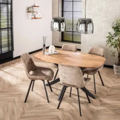 Eetkamertafel Arhus Deens Ovaal Naturel 150cm - Giga Meubel