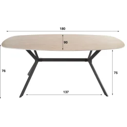 Eetkamertafel Ceramic Deens Ovaal Travertinlook 180cm - Giga Meubel