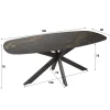 Eetkamertafel Ceramic Fossil Deens Ovaal Zwart 180cm - Giga Meubel