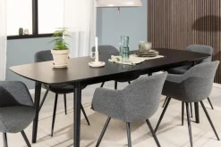 Eetkamertafel Gradje Rechthoekig Eiken Zwart Uitschuifbaar - Giga Living