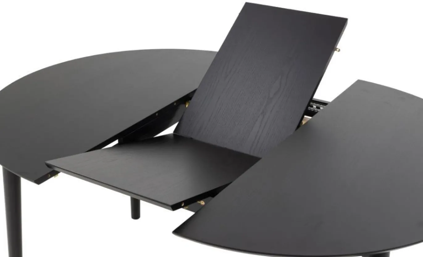 Eetkamertafel Gradje Rond Eiken Zwart Uitschuifbaar - Giga Living