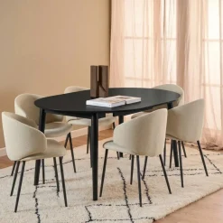Eetkamertafel Gradje Rond Eiken Zwart Uitschuifbaar - Giga Living