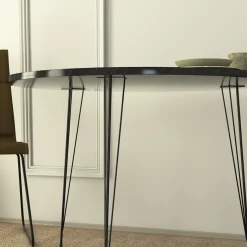 Eetkamertafel Sandalf Melamine Zwart Wit