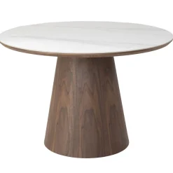 Eettafel Alba Walnoot Marmer 115cm Rond - Giga Meubel